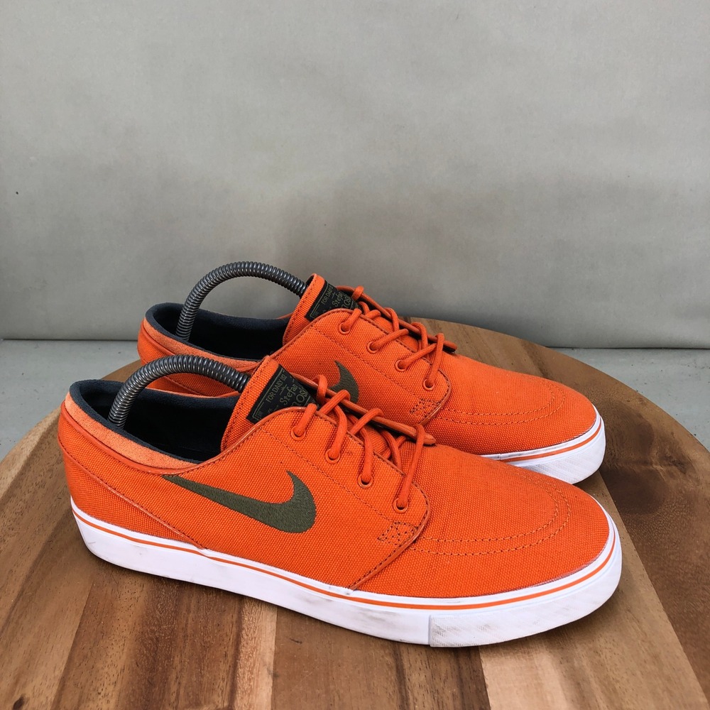 Nike SB Stefan Janoski Zoom Mens 9.5 Orange Canvas Skate Shoes 333824-830